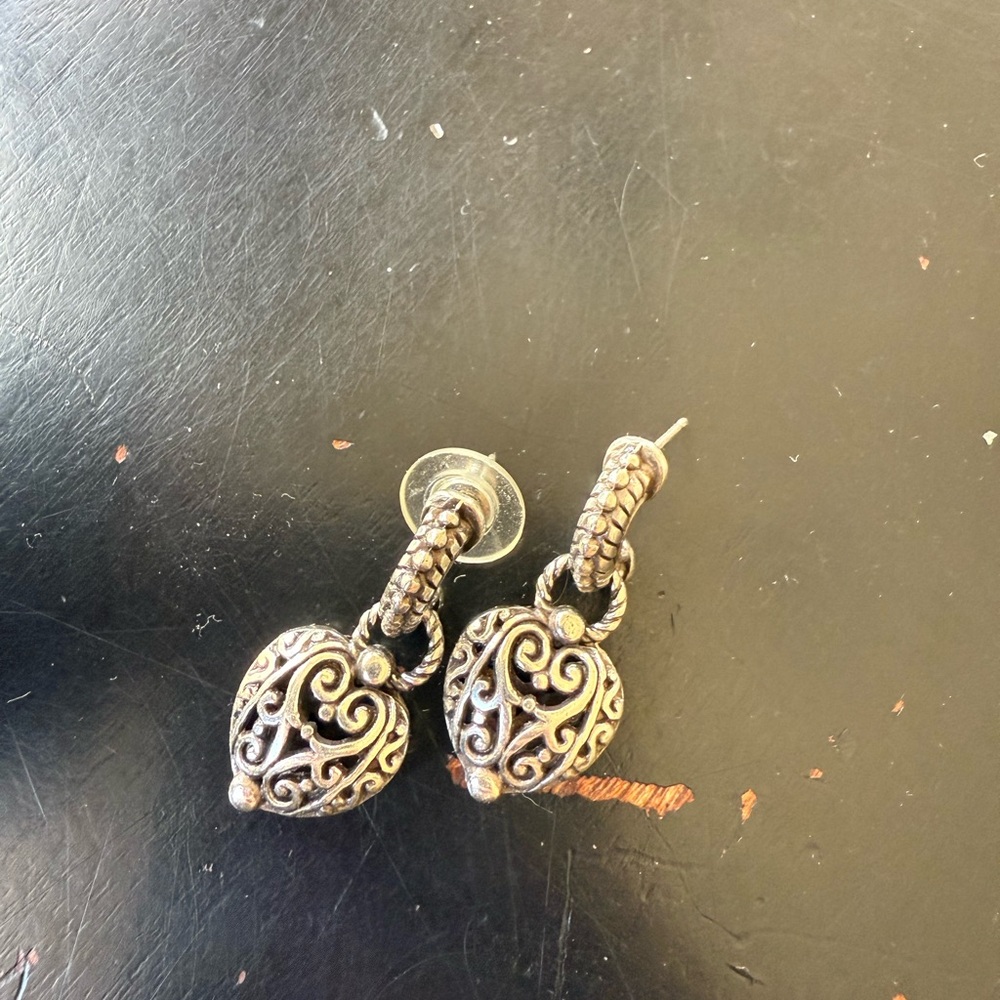 Elegant Silver Heart Drop Earrings